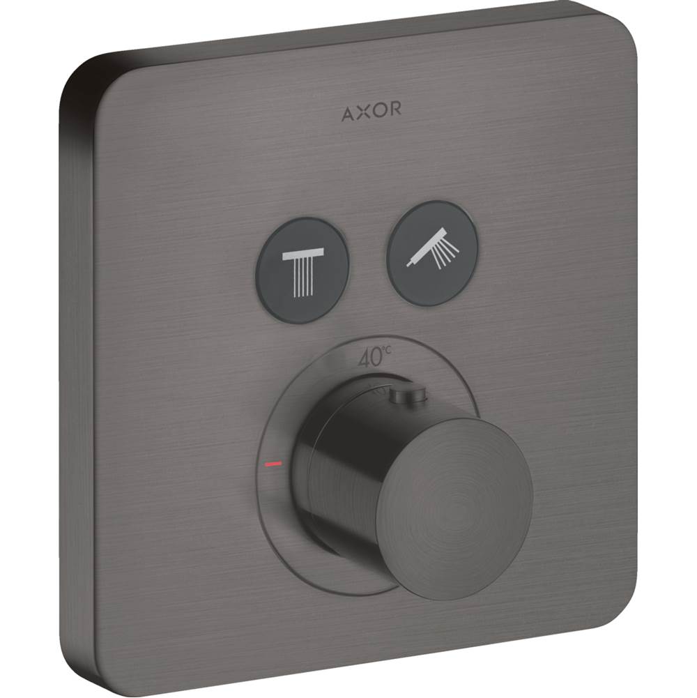 Axor ShowerSelect Thermostatic Trim SoftCube for 2 Functions in Brushed Black Chrome