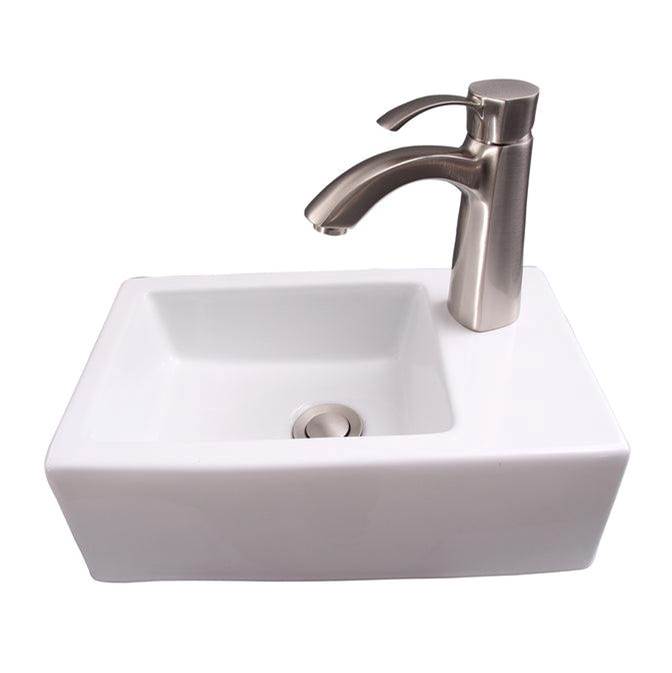 Barclay Avilla Rect Wall Hung 15''Faucet hole on Right, White