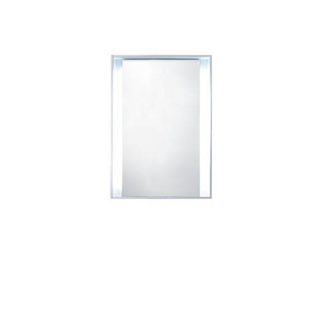 Blu Bathworks 51 collection mirror w/LED lighting; 23 1/2''W x 35 1/2''H x 5''D; White Matte