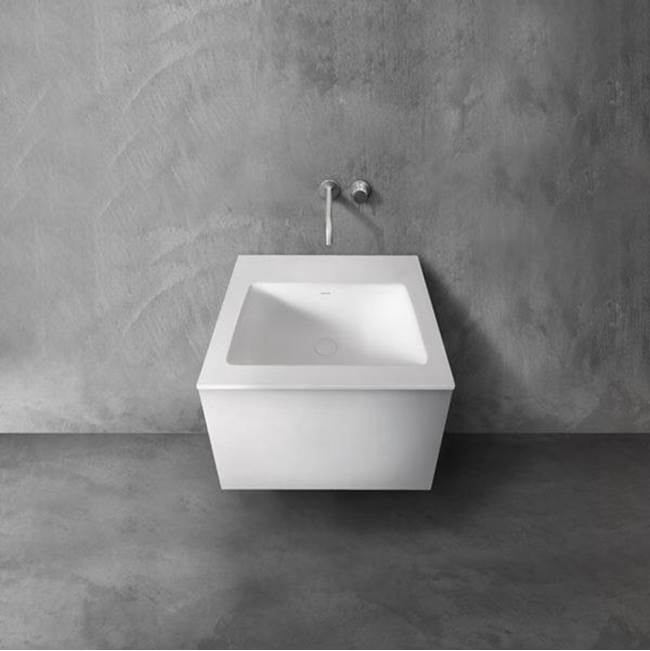 Blu Bathworks series 600 blu•stone™ integrated basin vanity top, 1/2'' thick; 23 3/4''W x 6 3/4''H x 20 1/4''D; Black Matte