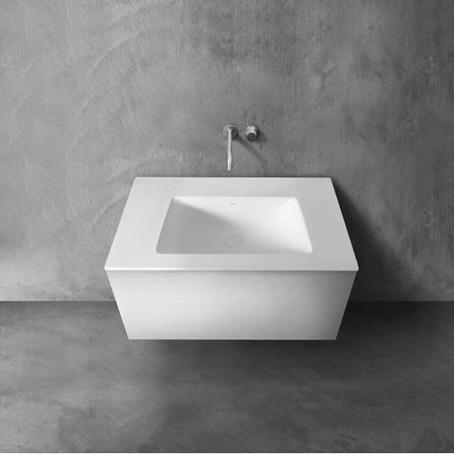 Blu Bathworks series 900 blu•stone™ integrated basin vanity top, 1/2'' thick; 35 3/4''W x 6 3/4''H x 20 1/4''D; Black Gloss
