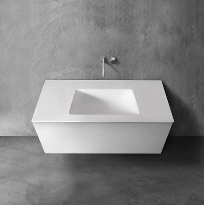 Blu Bathworks series 1200 blu•stone™ integrated basin vanity top, 1/2'' thick; 47 1/2''W x 6 3/4''H x 20 1/4''D; Black Gloss