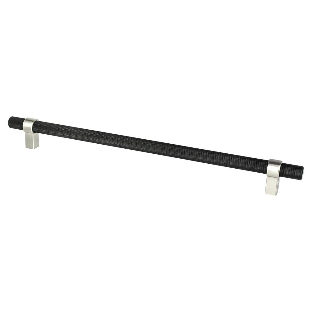 Berenson Radial Reign 12in. CC Matte Black Bar and Brushed Nickel Posts Appliance Pull