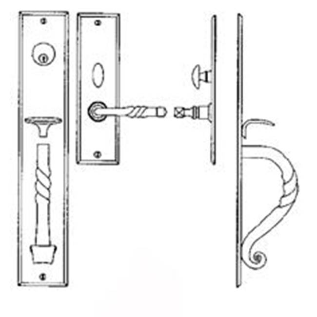 Bouvet Entrance Handle Set - Complete single cylinder set for 2 1/4'' door