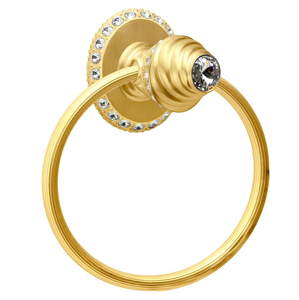 Carpe Diem Hardware Cache Ll Full Swing Towel Reeded Ring Right With Swarovski Clear Crystals