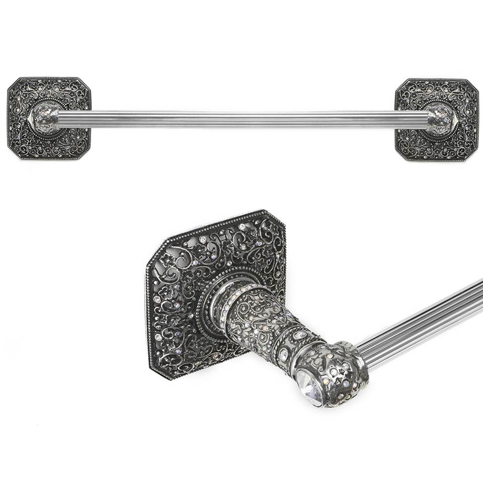 Carpe Diem Hardware Juliane Grace 24'' O.C. (Approximately) Towel Bar With 213 Swarovski Clear and Aurore Boreale Crystals With 5/8'' Reeded Center