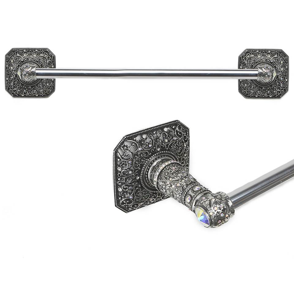 Carpe Diem Hardware Juliane Grace 24'' O.C. (Approximately) Towel Bar With 213 Swarovski Clear and Aurore Boreale Crystals With 5/8'' Smooth Center