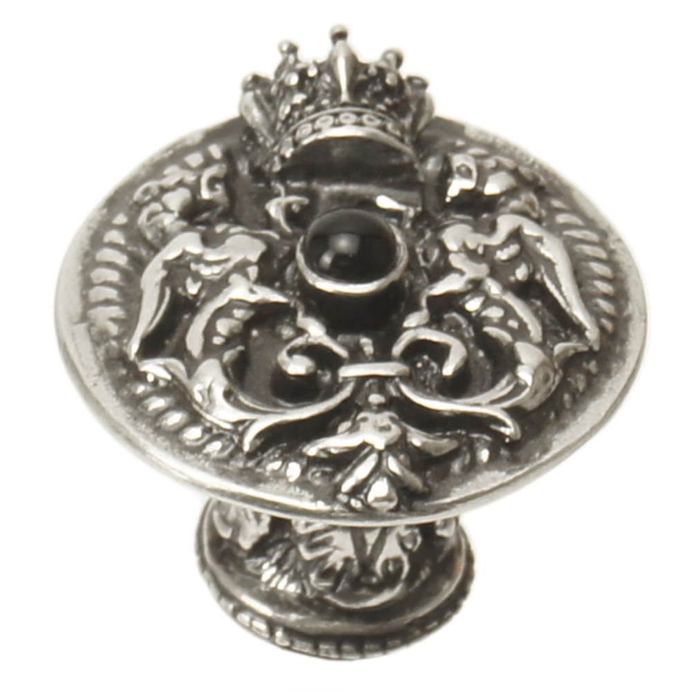 Carpe Diem Hardware Carpe Diem 6909-9Ox Crowning Glory King George Chalice King George Shield Knob W/ Onyx Stone