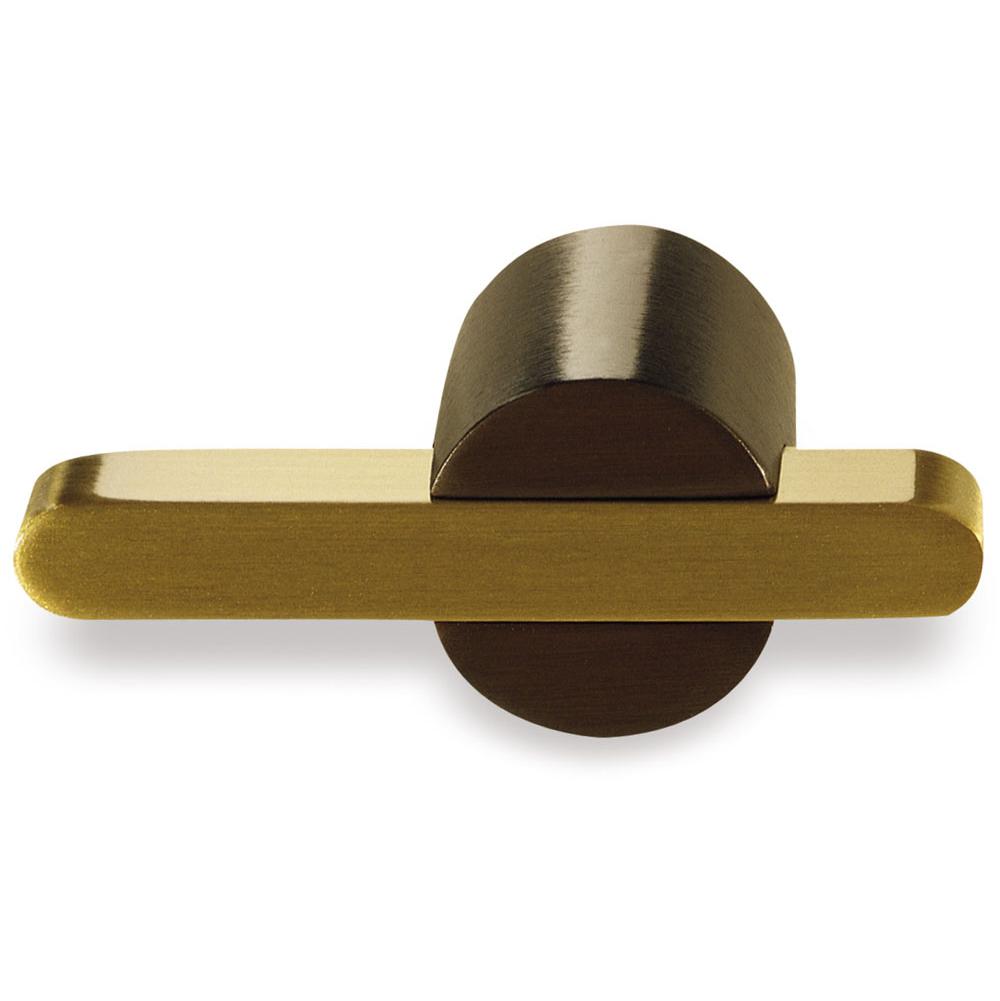 Colonial Bronze T Cabinet Knob Hand Finished in Matte Oil Rubbed Bronze and Polished Nickel