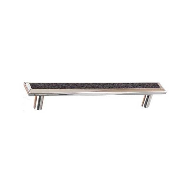 Colonial Bronze Leather Accented Rectangular, Beveled Appliance Pull, Door Pull, Shower Door Pull With Straight Posts, Polished Brass x Shagreen Smokey Leather