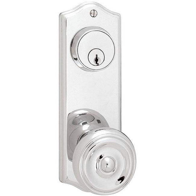 Emtek Passage Double Keyed, Sideplate Locksets Colonial 3-5/8'' Center to Center Keyed, Ribbon and Reed Lever, LH, US15A