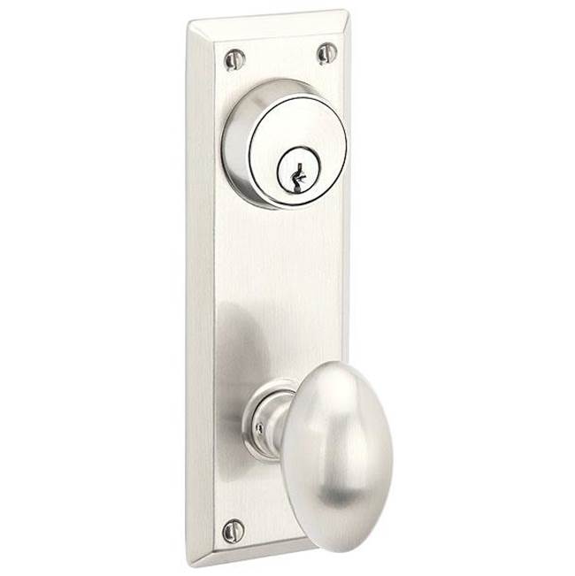 Emtek Passage Single Keyed, Sideplate Locksets Quincy 3-5/8'' Center to Center Keyed, Ribbon and Reed Lever, RH, US15A