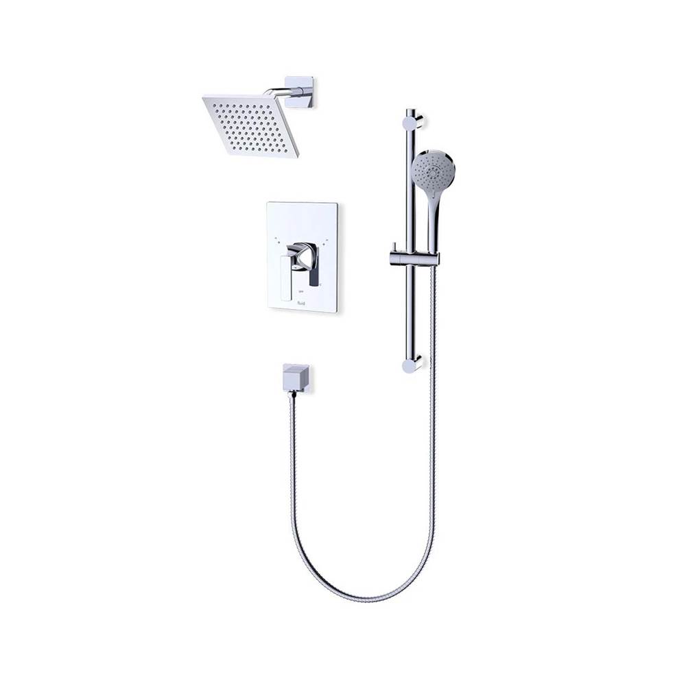 Fluid fluid Oceanside 6'' Shower & Hand Shower Trim Kit with Slide Bar, (Single Handle) - Chrome