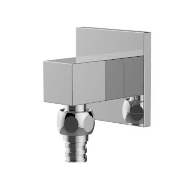 Fluid fluid Square Brass Holder with Integral wall outlet - Brushed Nickel