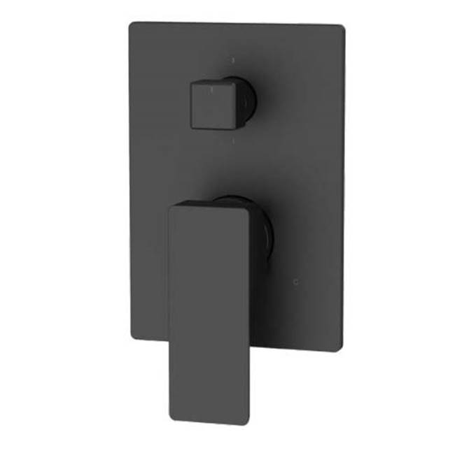 Fluid fluid Quad Trim for In-Wall Valve with 2 Way Diverter - Two Handle- Matte Black