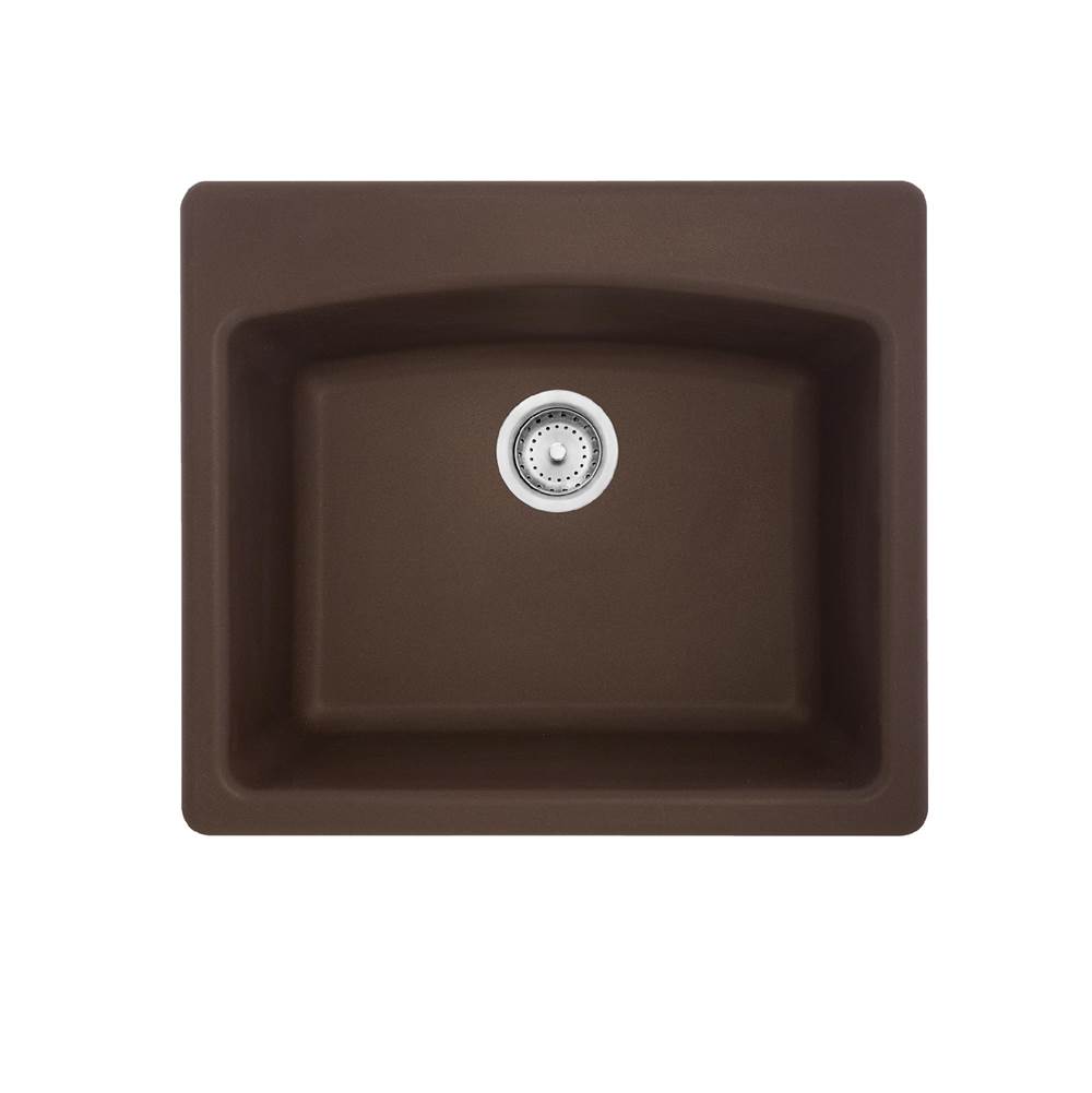 Franke Franke Ellipse 25.0-in. x 22.0-in. Mocha Granite Dual Mount Single Bowl Kitchen Sink - ESDB25229-1