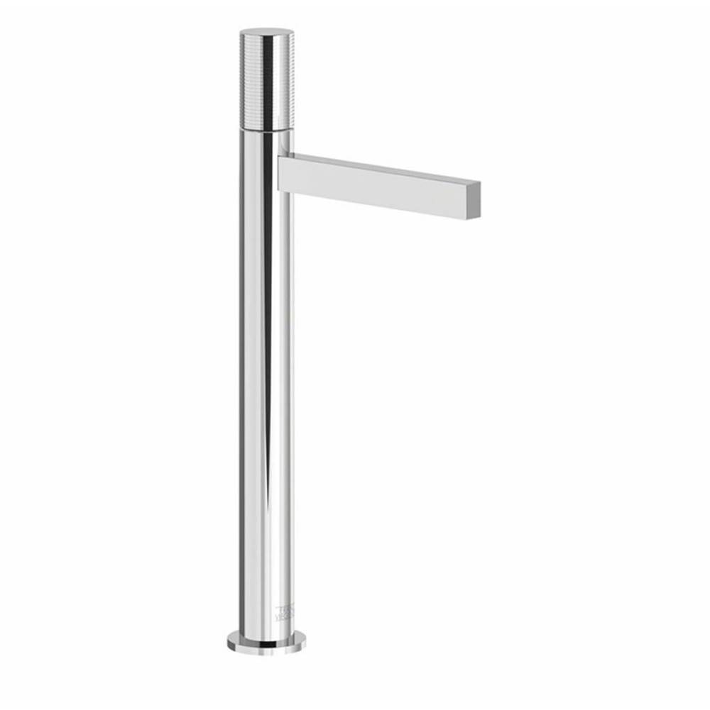 Franz Viegener Tall Vessel Height, Single Handle Lavatory Set, Rings Cylinder Handle, With Push-Down Pop-Up Drain Assembly (No Lift Rod)