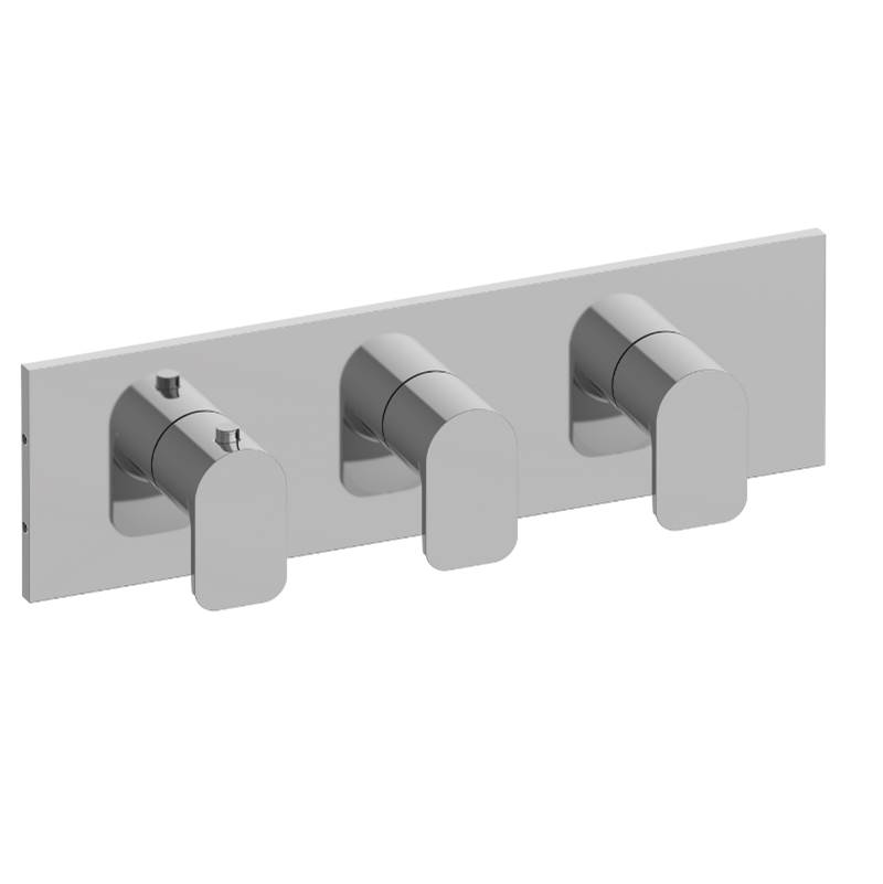 Graff M-Series Square Thermostatic 3-Hole Trim Plate and Handle (Horizontal Installation)