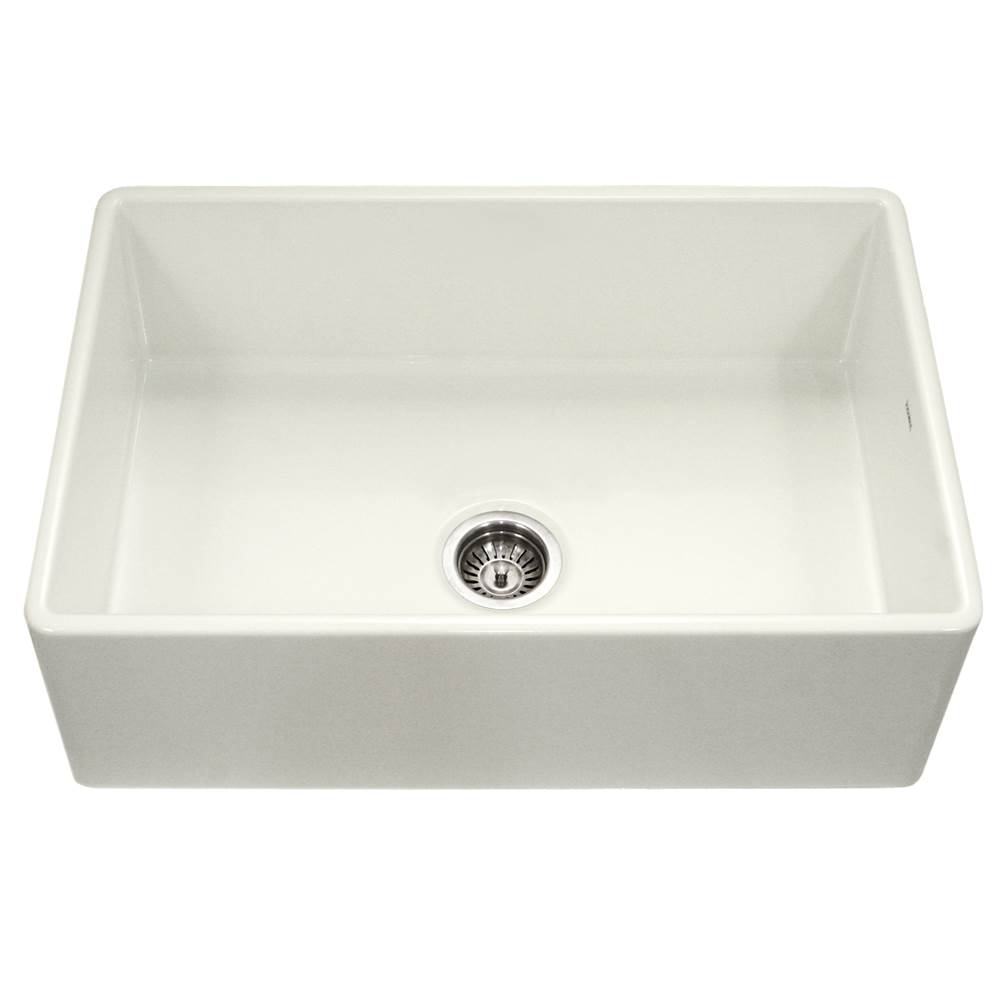 Hamat  Apron-Front Fireclay Single Bowl Kitchen Sink, Biscuit