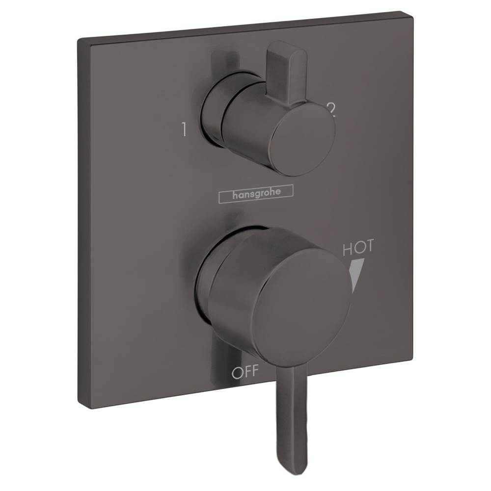 Hansgrohe Ecostat Pressure Balance Trim Square with Diverter in Brushed Black Chrome