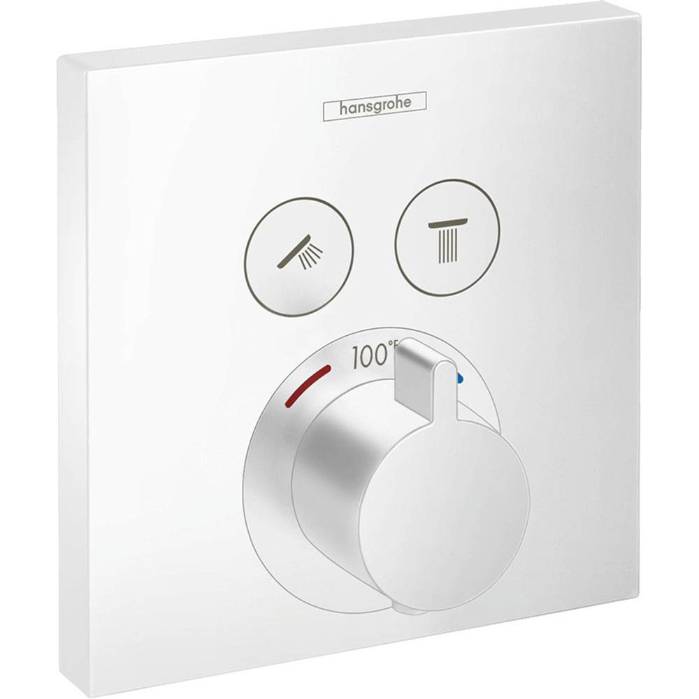 Hansgrohe ShowerSelect Thermostatic Trim for 2 Functions, Square in Matte White