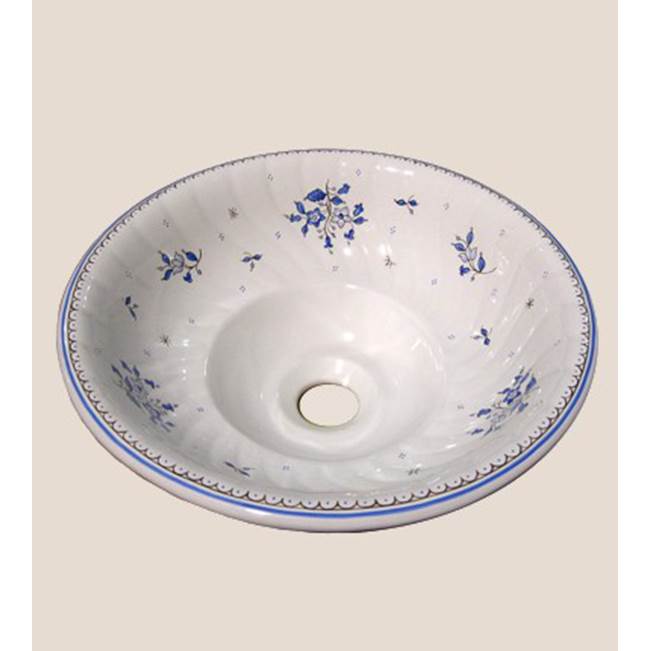 Herbeau White Vitreous China Vessel Bowl in Sceau Rose