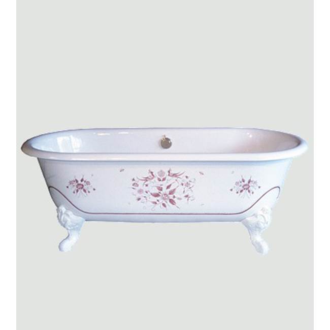 Herbeau Cast Iron ''Josephine'' Bathtub and Cast Iron Feet in Moustier Rose