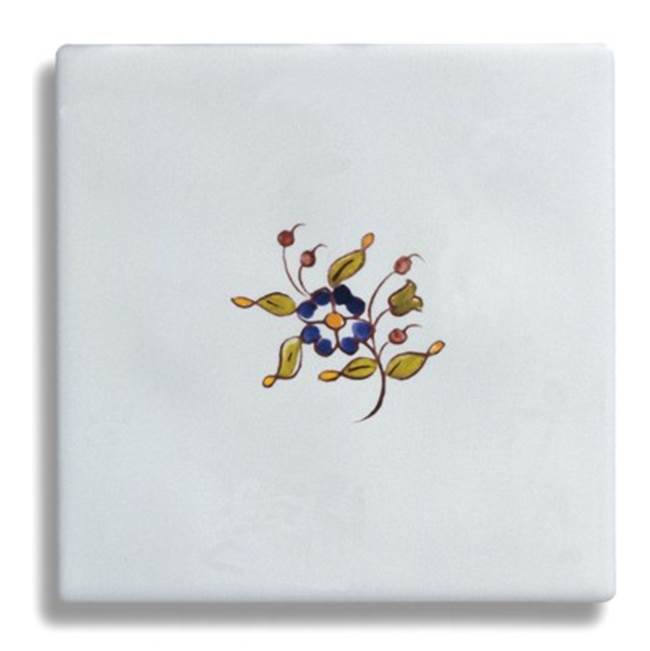 Herbeau ''Duchesse'' Small Central Pattern Tile in Moustier Polychrome