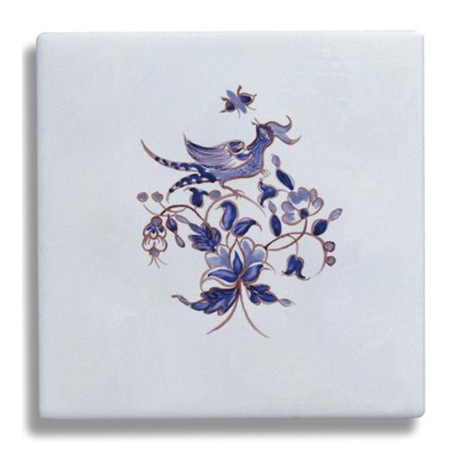 Herbeau ''Duchesse'' Large Central Pattern Tile in Moustier Bleu