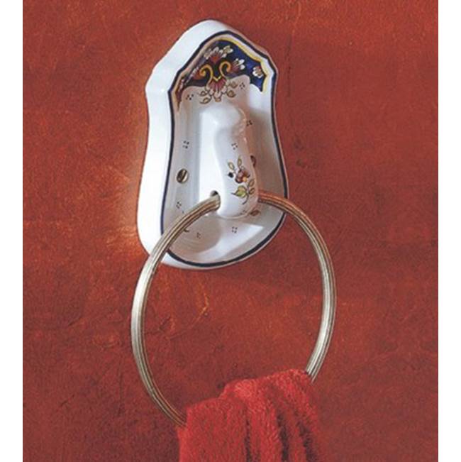 Herbeau ''Neptune'' Towel Ring in Vieux Rouen, Old Silver