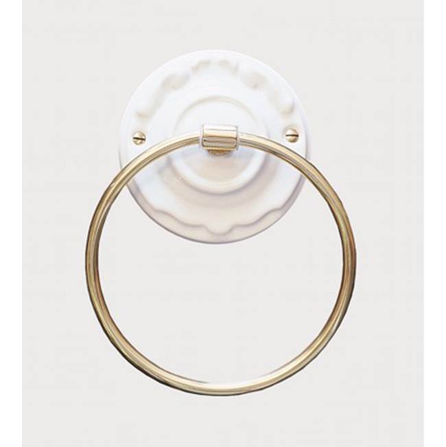 Herbeau ''Charleston'' 6''-inch Towel Ring in White, Polished Chrome