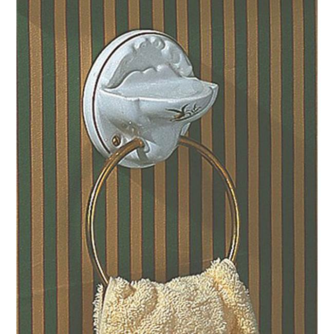 Herbeau Towel Ring / Soap Dish in White, Antique Lacquered Copper Ring