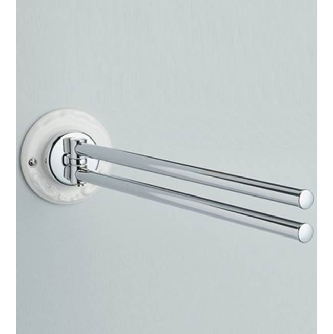 Herbeau ''Charleston'' Pivotable Towel Bar in Moustier Rose, Polished Chrome