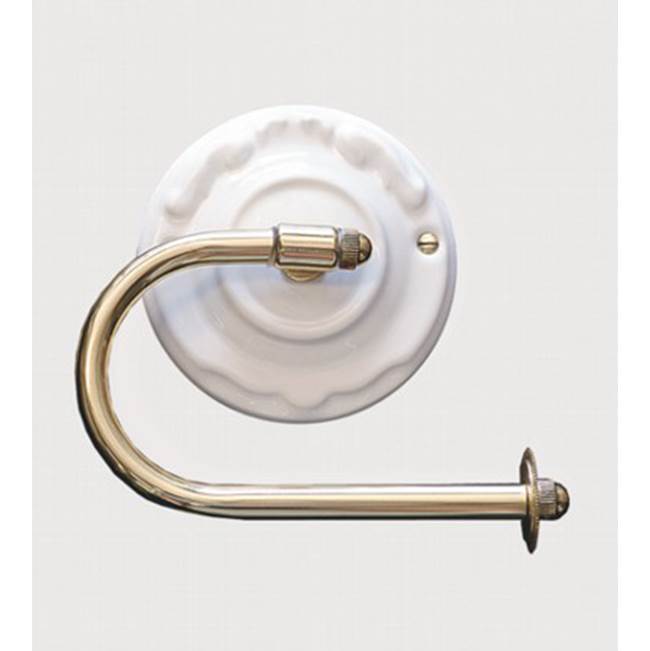 Herbeau Toilet Tissue Holder in White, Lacquered Polished Copper