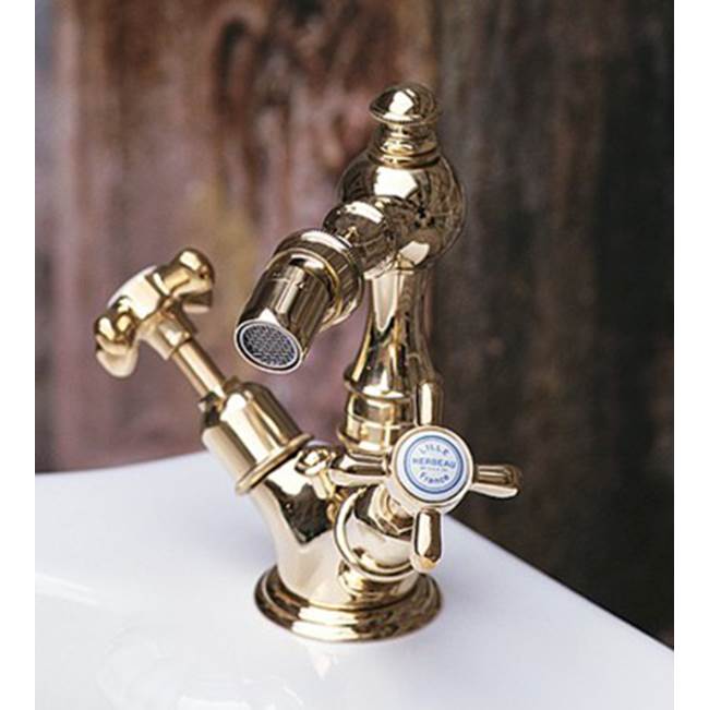 Herbeau ''Royale'' Single-Hole Bidet Mixer with Pop-up Waste in Old Silver