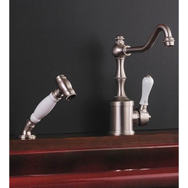 Herbeau ''Royale'' With Handspray Single Lever Mixer With Ceramic Cartridge in Wooden Handles, Brushed Nickel