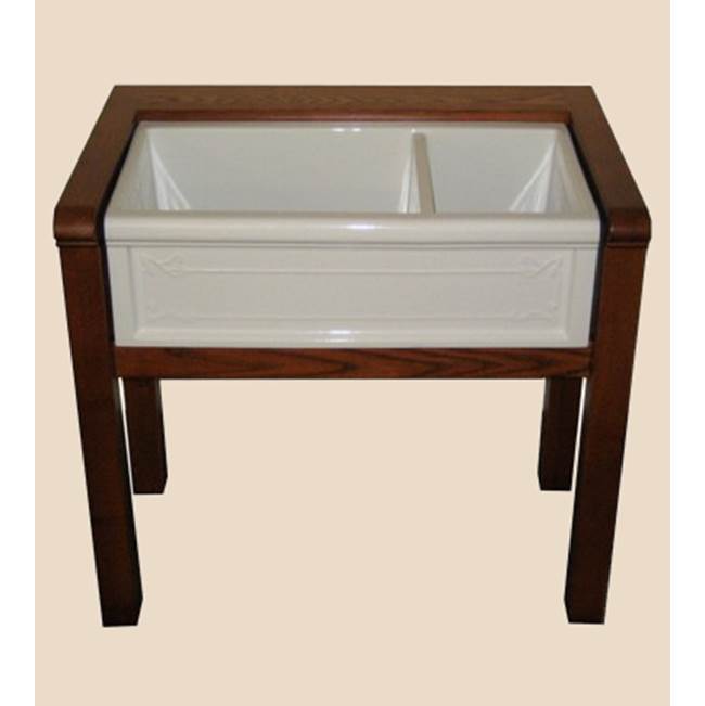 Herbeau Wooden Stand for Double Farmhouse Sink in Unfinished Wood
