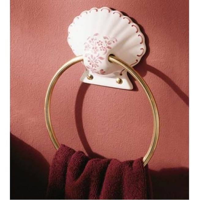 Herbeau ''Coquille'' Towel Ring in Any Handpainted Finish, Weathered Brass Ring