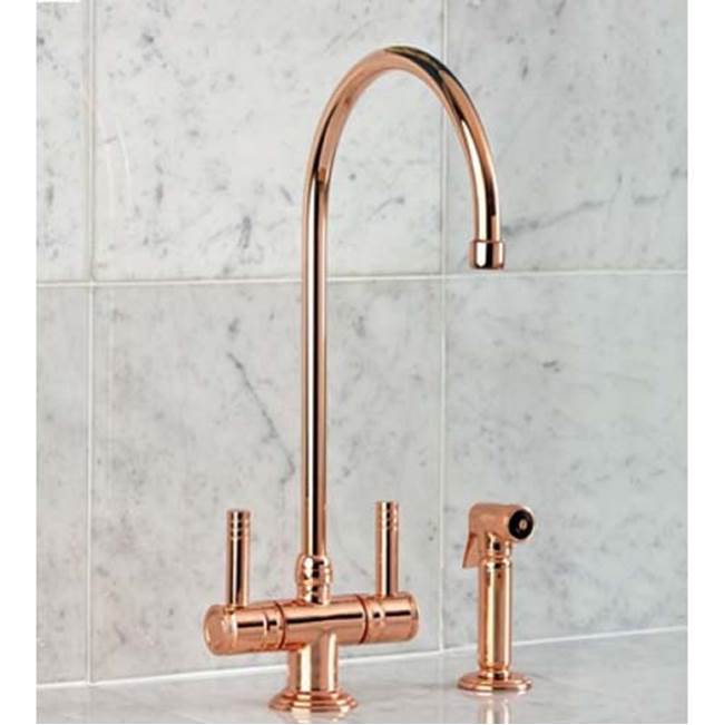Herbeau ''Lille'' Single Hole Kitchen Mixer with Handspray in Weathered Brass