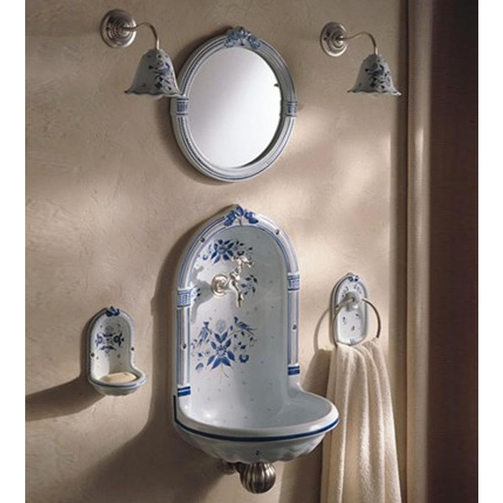 Herbeau ''Niche'' Round Mirror in Berain Bleu