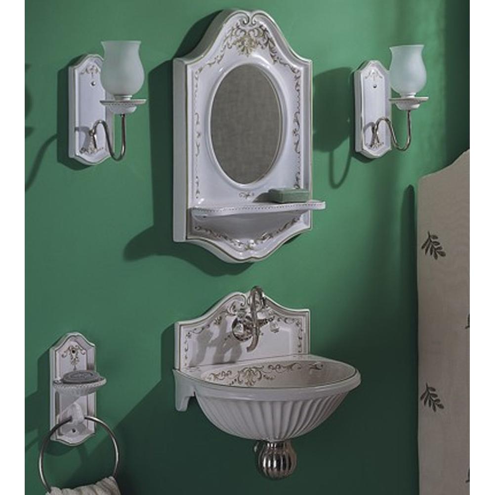 Herbeau ''Sophie'' Wall Mounted Earthenware Fountain Sink and Backsplash in Moustier Rose