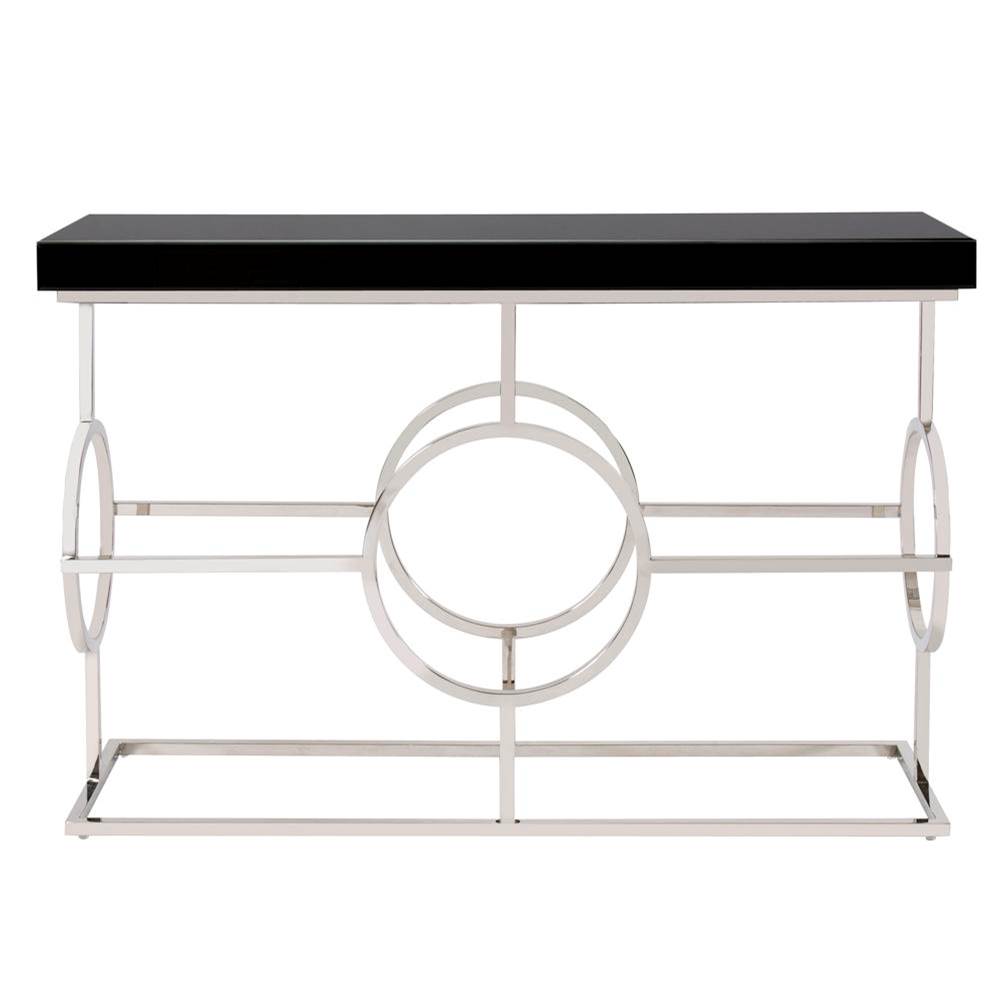 Howard Elliott Stainless Steel Console Table With Black Top
