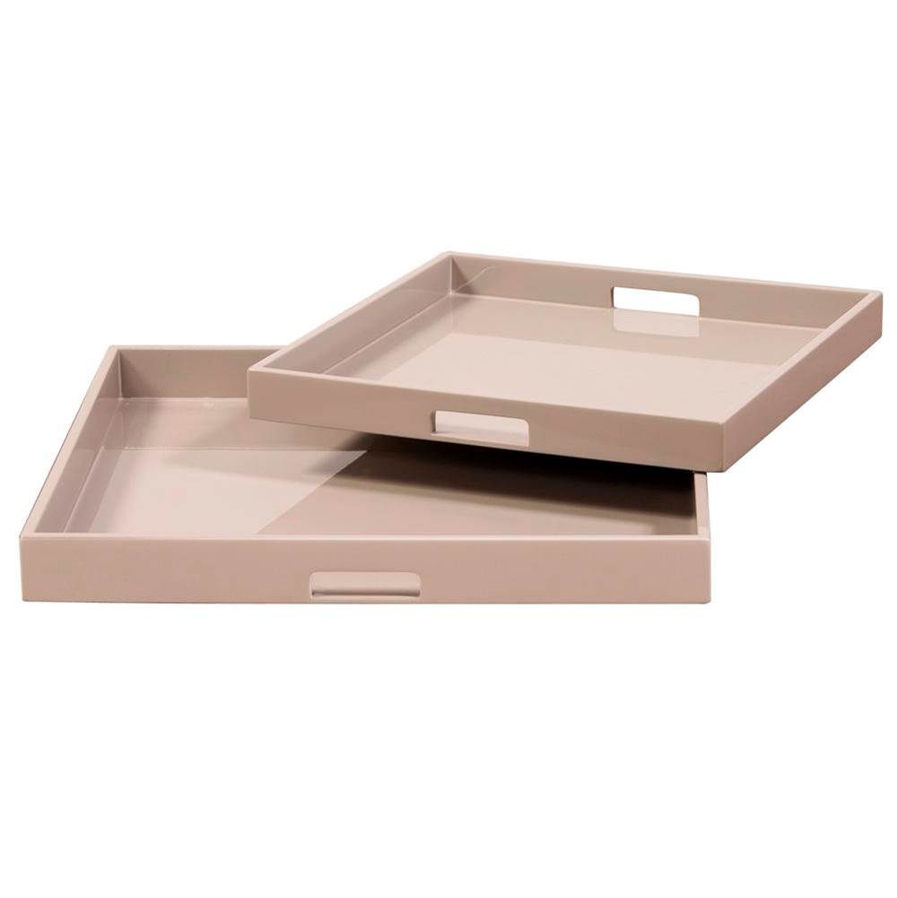 Howard Elliott Taupe Lacquer Square Wood Tray Set