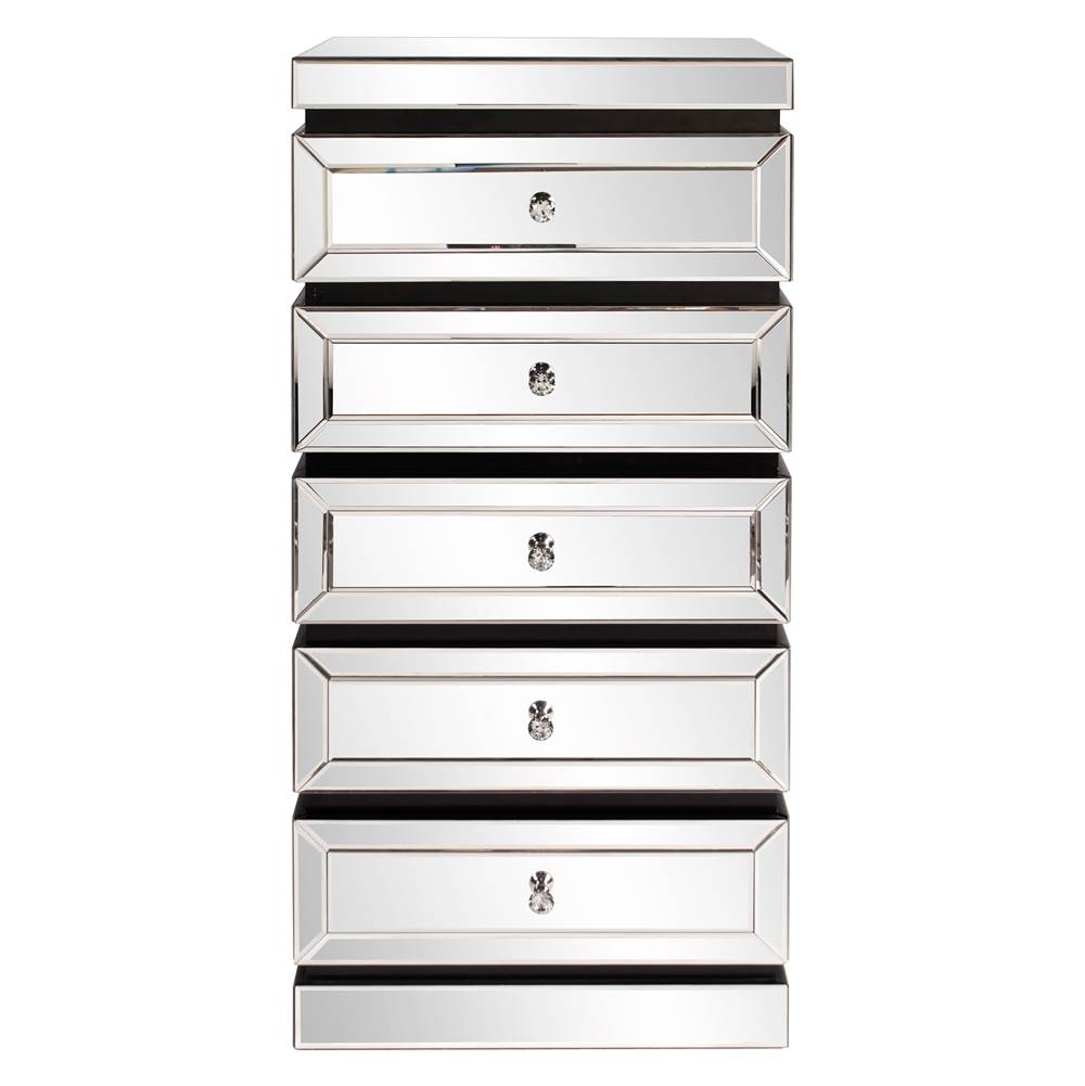Howard Elliott 5-Tiered Mirrored Tower with Drawers