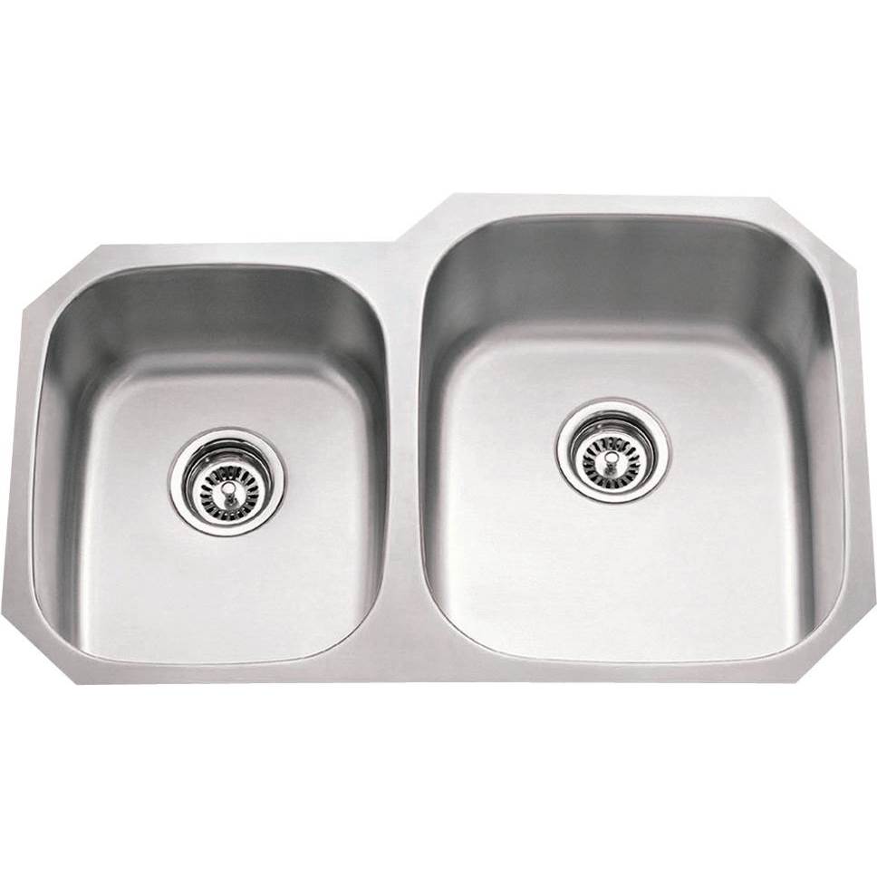Hardware Resources 32'' L x 20-5/8'' W x 9'' D Undermount 18 Gauge Stainless Steel 40/60 Double Bowl Sink