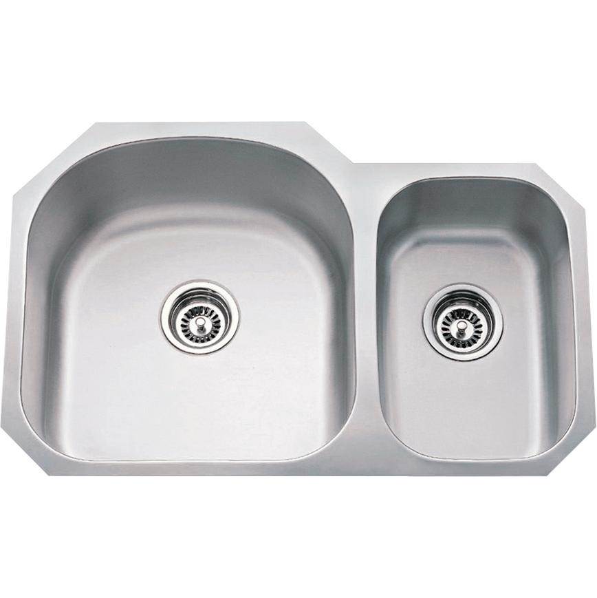 Hardware Resources 31-1/2'' L x 20-1/2'' W x 9'' D Undermount 18 Gauge Stainless Steel 70/30 Double Bowl Sink