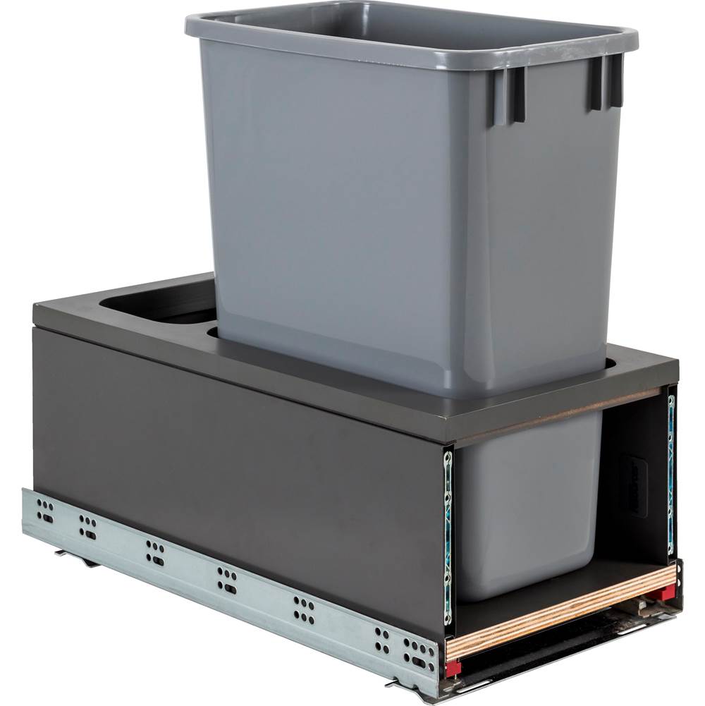 Hardware Resources Single 35 Quart Metal Drawer Box Soft-close Trashcan Pullout