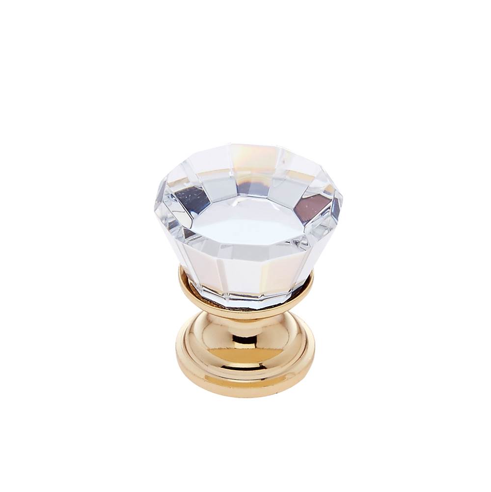 JVJ Hardware Pure Elegance Collection 24K Gold Plated Finish 22 mm (7/8'') Flat Top 31 percent Leaded Crystal Knob, Composition Leaded Crystal and Solid Brass