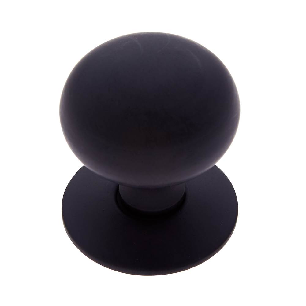 JVJ Hardware Classic Collection Matte Black Finish 1-1/4'' Plymouth Knob w/Back Plate, Composition Solid Brass