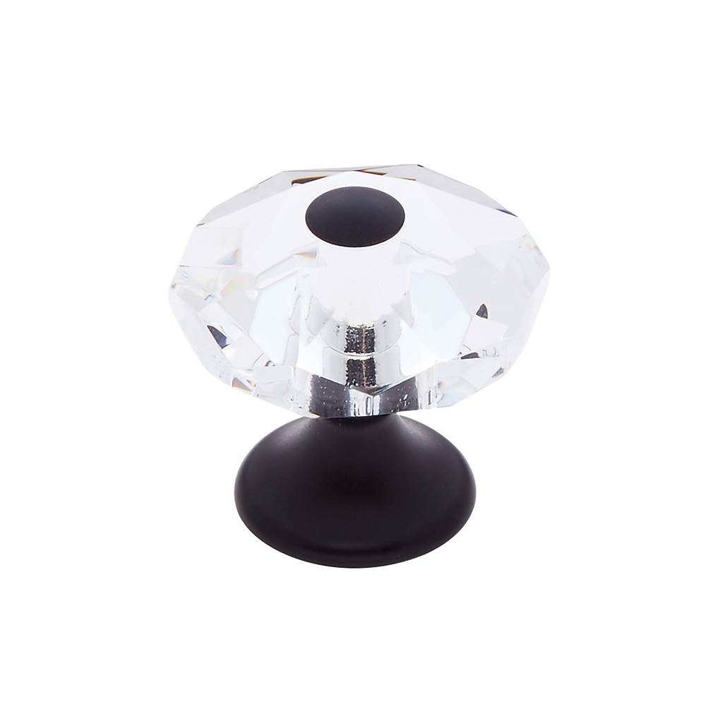 JVJ Hardware Pure Elegance Collection Oil Rubbed Bronze Finish 28 mm (1-1/8'') Eight Sided Faceted 31 percent Leaded Crystal Knob With Cap